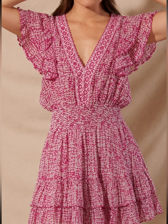 Poupette St. Barth Dresses & Skirts - Poupette St. Barth Dress Camila Mini Ruffle Tiered in Pink Print